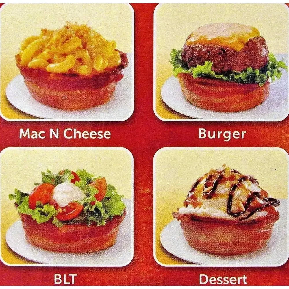 As Seen On TV Perfect Bacon / Bread Bowl Bowls 4 Pack w. Instructions Brand New